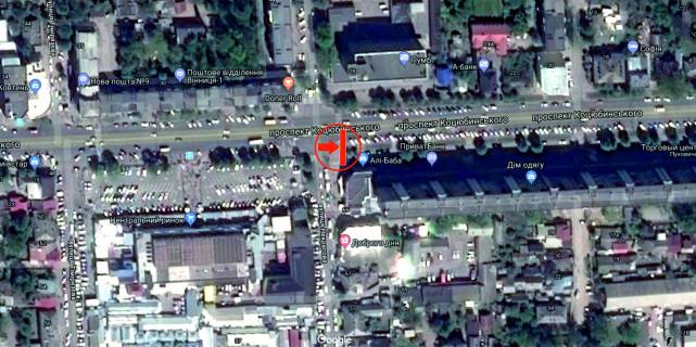 Скроллер A в Виннице, 3.14х2.32  пр. Коцюбинського - вул. Героїв Нацгвардії (колишня Некрасова)(ТЦ "Алі Баба") - 282347 схема