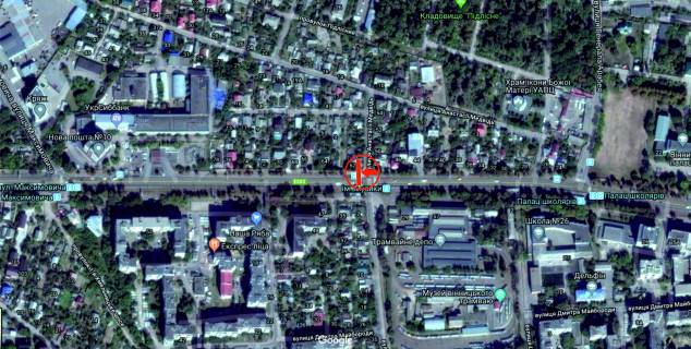 Билборд A в Виннице, 6х3  Хмельницьке шосе - вул.Трамвайна (колишня Революційна) схема