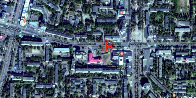 Билборд B в Виннице, 6х3  вул. Келецька (кінотеатр "Мир") схема