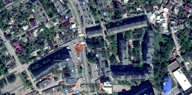 Билборд B в Виннице, 6х3  вул. Київська - вул. Богдана Ступки(колишня П.Морозова) схема