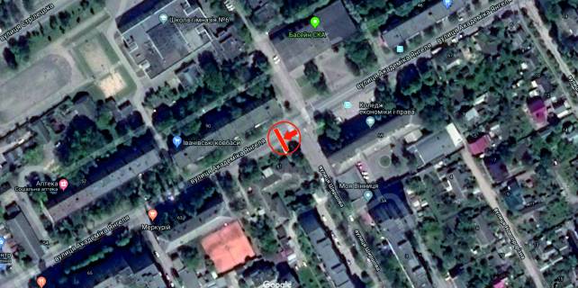 Билборд B в Виннице, 6х3  вул. Академіка Янгеля (колишня Фрунзе) - вул. Варшавська (колишня Ширшова) схема