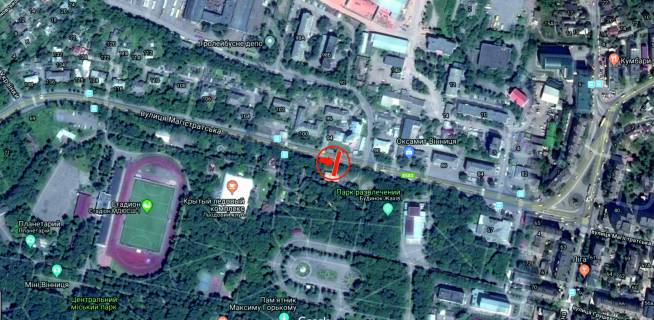 Билборд A в Виннице, 6х3  вул. Магістратська (кол. Першотравнева вул.)(парк ім. Леонтовича) схема